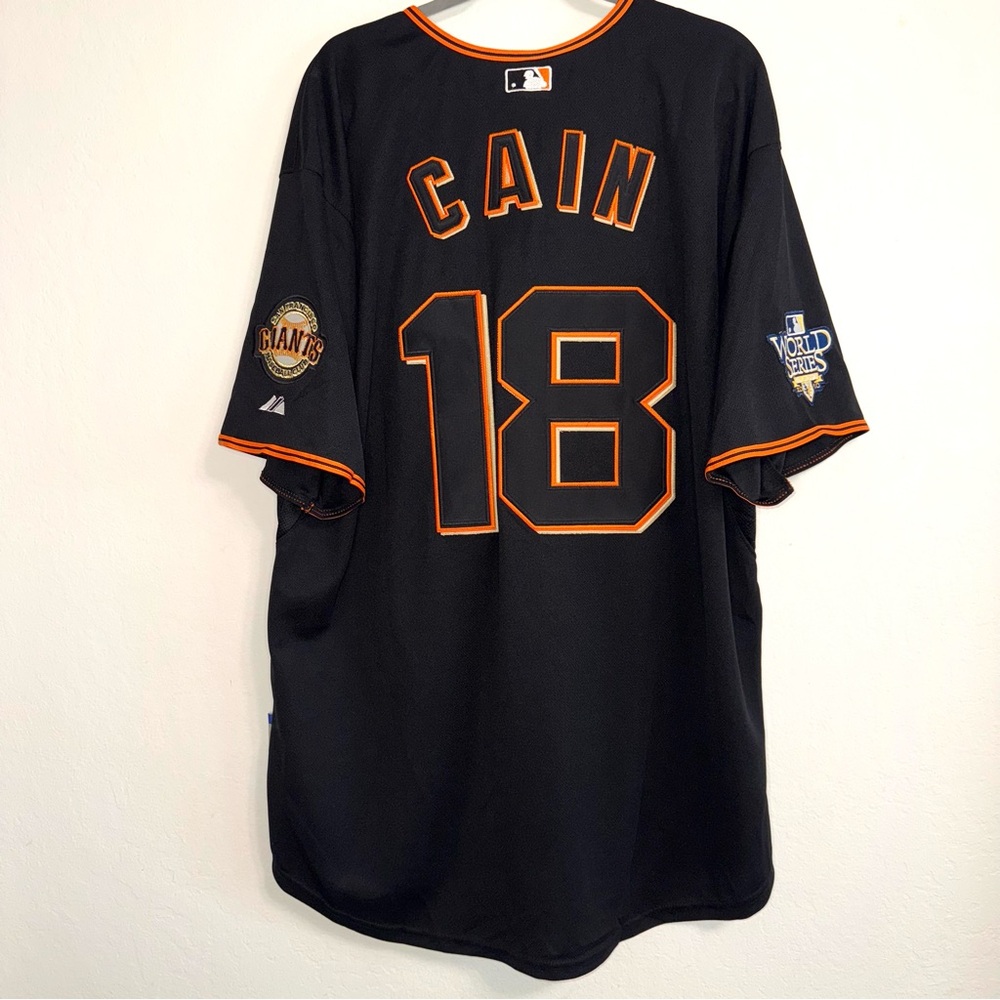 Rare Black Majestic SF Giants Matt Cain 2010 WORLD SERIES CHAMPIONS Jersey XXL